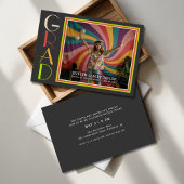 Groovyサイケデリックレトロデイジー写真卒業 招待状