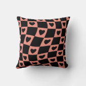 Groovyサイケデリックレトロハートチェッカー クッション (裏面)