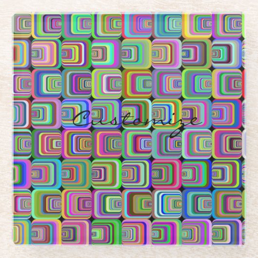 Groovyサイケデリック hippie-スタイルサンダー_Cove ガラスコースター (正面)