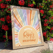 Groovyサンシャインガールバースデーパーティーウェルカムサイン ポスター