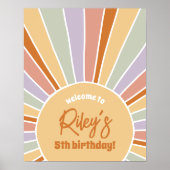 Groovyサンシャインガールバースデーパーティーウェルカムサイン ポスター (正面)