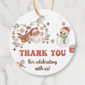 Groovyサンタクリスマスバースデーパーティーメッセージカード フェイバータグ (正面)