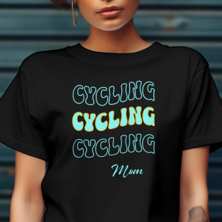 Groovyシアンサイクリングママfor女性バイクもしくは自転車に乗る人 Tシャツ