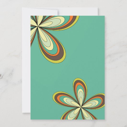 Groovyシアン40誕生日パーティー70sヒッパイフラワー 招待状 (裏面)