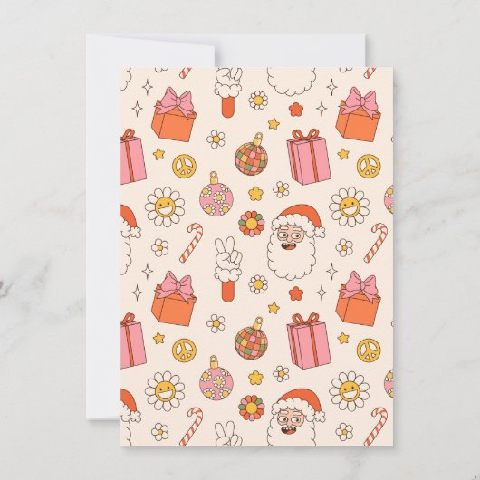 Groovyシークレットサンタエクスチェンジレトロクリスマスパーティー 招待状 (裏面)