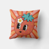 Groovyストロベリーフルーツキャラクターヒッピー60sレトロ クッション (裏面)