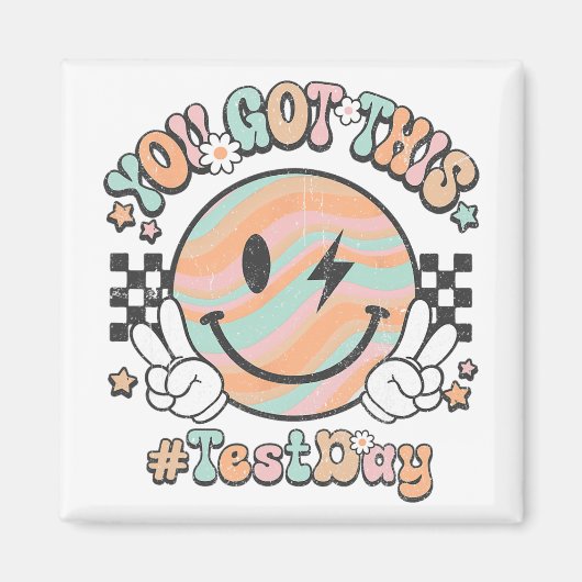Groovyスマイル顔この得You Rock The Test Day マグネット (正面)