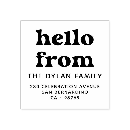 GroovyタイプHello Fromファミリ名差出人住所 ラバースタンプ (インプリント)