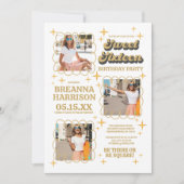 Groovyタイポグラフィレトロ70のSweet sixteen 招待状 (正面)