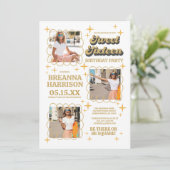 Groovyタイポグラフィレトロ70のSweet sixteen 招待状 (スタンド正面)