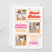 Groovyタイポグラフィレトロ70のSweet sixteen 招待状 (正面)