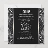Groovyダマスクツイスト白黒パーティの招待状 招待状 (裏面)