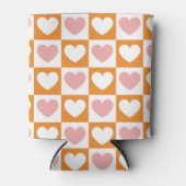 Groovyチェス盤フラワーハートピンクオレンジカラー 缶クーラー (正面)