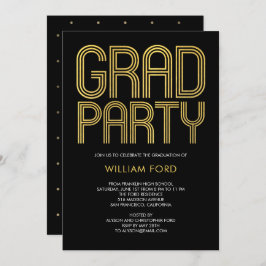 Groovyチャーム編集可能カラー卒業招待状 招待状