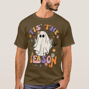 Groovyティスザシーズンカボチャ幽霊、ヒッピー秋 Tシャツ