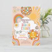 Groovyディスコパーティーレトロ70sレインボー10代の誕生日 招待状 (スタンド正面)