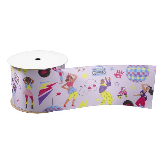 Groovyディスコパープルパーティーレトロ80sライラパープル サテンリボン (リール)