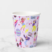 Groovyディスコパープルパーティーレトロ80sライラパープル 紙コップ (裏面)
