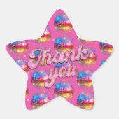 Groovyディスコボールバースデーパーティー金ゴールドピンクグリッター 星シール (正面)