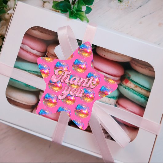 Groovyディスコボールバースデーパーティー金ゴールドピンクグリッター 星シール