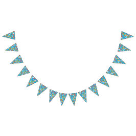 Groovyデイジーカラフルはっきりしたレトロ誕生日シャワー バンティングフラッグ