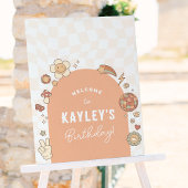 Groovyデイジーガールバースデーパーティーウェルカムサイン ポスター