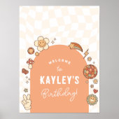 Groovyデイジーガールバースデーパーティーウェルカムサイン ポスター (正面)