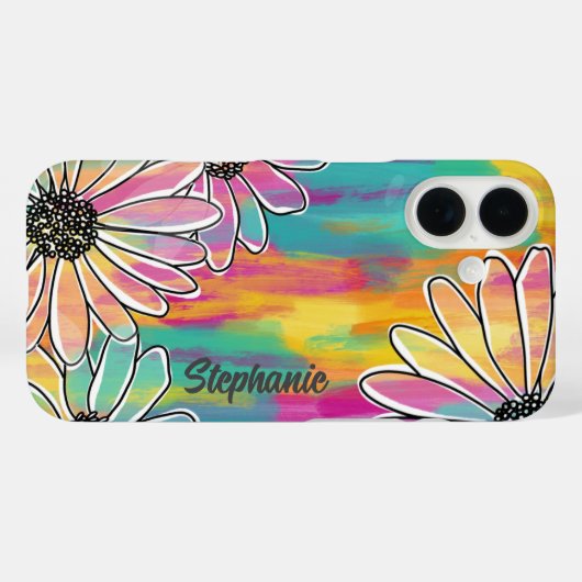 Groovyデイジードリーム – パインタリーハンドドローフローラ Case-Mate iPhoneケース (裏面 (横))