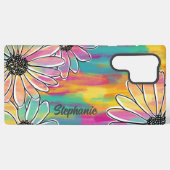 Groovyデイジードリーム – パインタリーハンドドローフローラ samsung galaxyケース (裏面横)