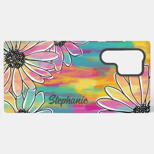 Groovyデイジードリーム – パインタリーハンドドローフローラ samsung galaxyケース (裏面横)