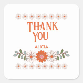 Groovyデイジーヒッパイフローラリーフサンキュー スクエアシール