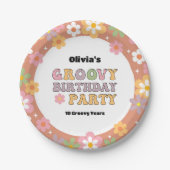 Groovyデイジーヒッピー写真ガールの誕生日 ペーパープレート (正面)