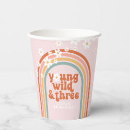 Groovyデイジーヒッピー虹3RD誕生日 紙コップ