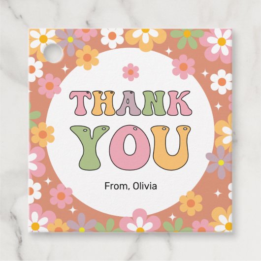 Groovyデイジーヒッピー誕生日ありがとう フェイバータグ (正面)