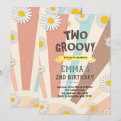 Groovyデイジーヒッピー60s招待 招待状 (正面/裏面)