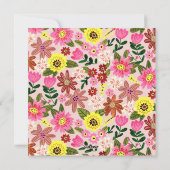 Groovyデイジーピンク花ハートバレンタイン シーズンカード (裏面)