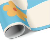 Groovyデイジーフローラチェッカーボード、Y2K 90sラッピング ラッピングペーパー (ロールコーナー)