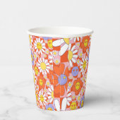 Groovyデイジーフローラチェッカーボード， Y2K 90s 紙コップ (右)