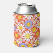 Groovyデイジーフローラチェッカーボード， Y2K 90s, Y2K 缶クーラー (缶裏面)