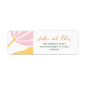 Groovyデイジーフローラピンク&イエロー結婚ズ ラベル (正面)