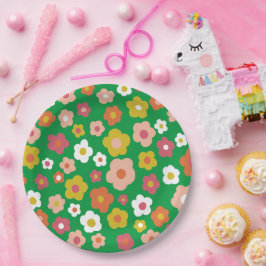 Groovyデイジーフローラ誕生日パーティーカスタム ペーパープレート