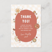 Groovyデイジーボホレトロガールフォトバースデーパーティー サンキューカード (正面)