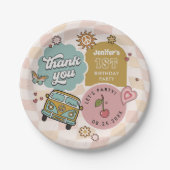 Groovyデイジーレトロ1st誕生日パーティー ペーパープレート (正面)