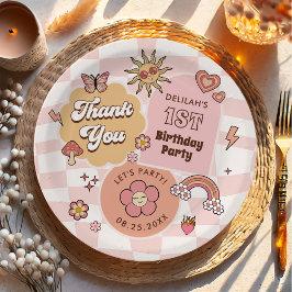 Groovyデイジーレトロ1st誕生日パーティー ペーパープレート