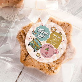 Groovyデイジーレトロ1st誕生日パーティー ラウンドシール