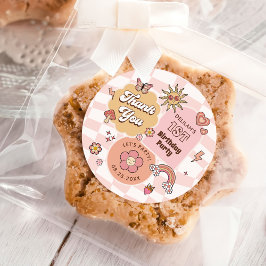 Groovyデイジーレトロ1st誕生日パーティー ラウンドシール