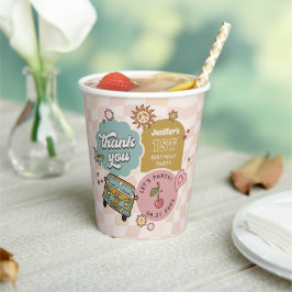 Groovyデイジーレトロ1st誕生日パーティー 紙コップ