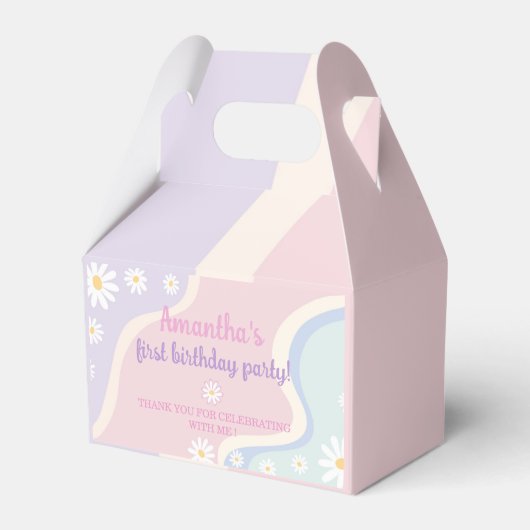 Groovyデイジー誕生日パーティーの好意ボックス フェイバーボックス (裏面サイド)