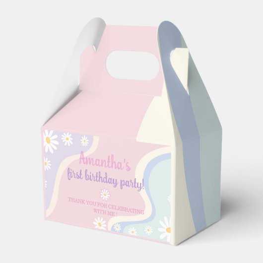 Groovyデイジー誕生日パーティーの好意ボックス フェイバーボックス (正面サイド)