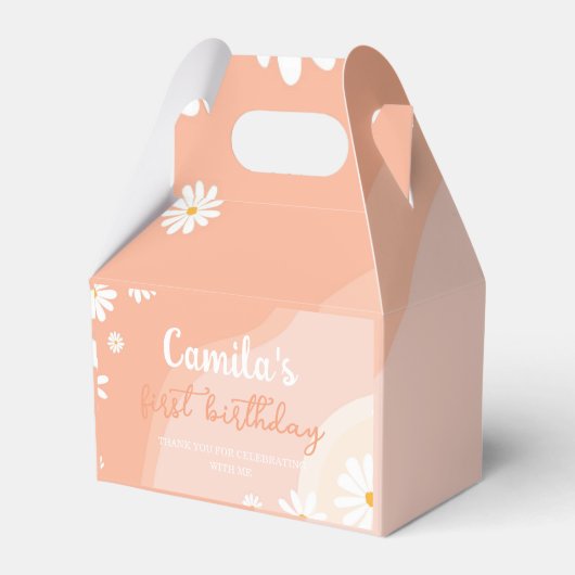 Groovyデイジー誕生日パーティーの好意ボックス フェイバーボックス (裏面サイド)